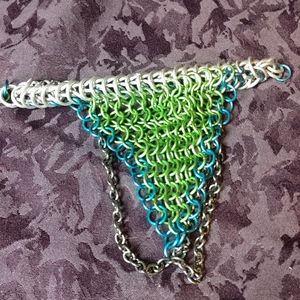 Chainmail handflower aluminum green blue silver